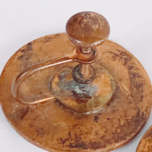 VTG 1950s Screw Back Earrings Enamel Copper Mid Century Modern - Picture 10 of 12